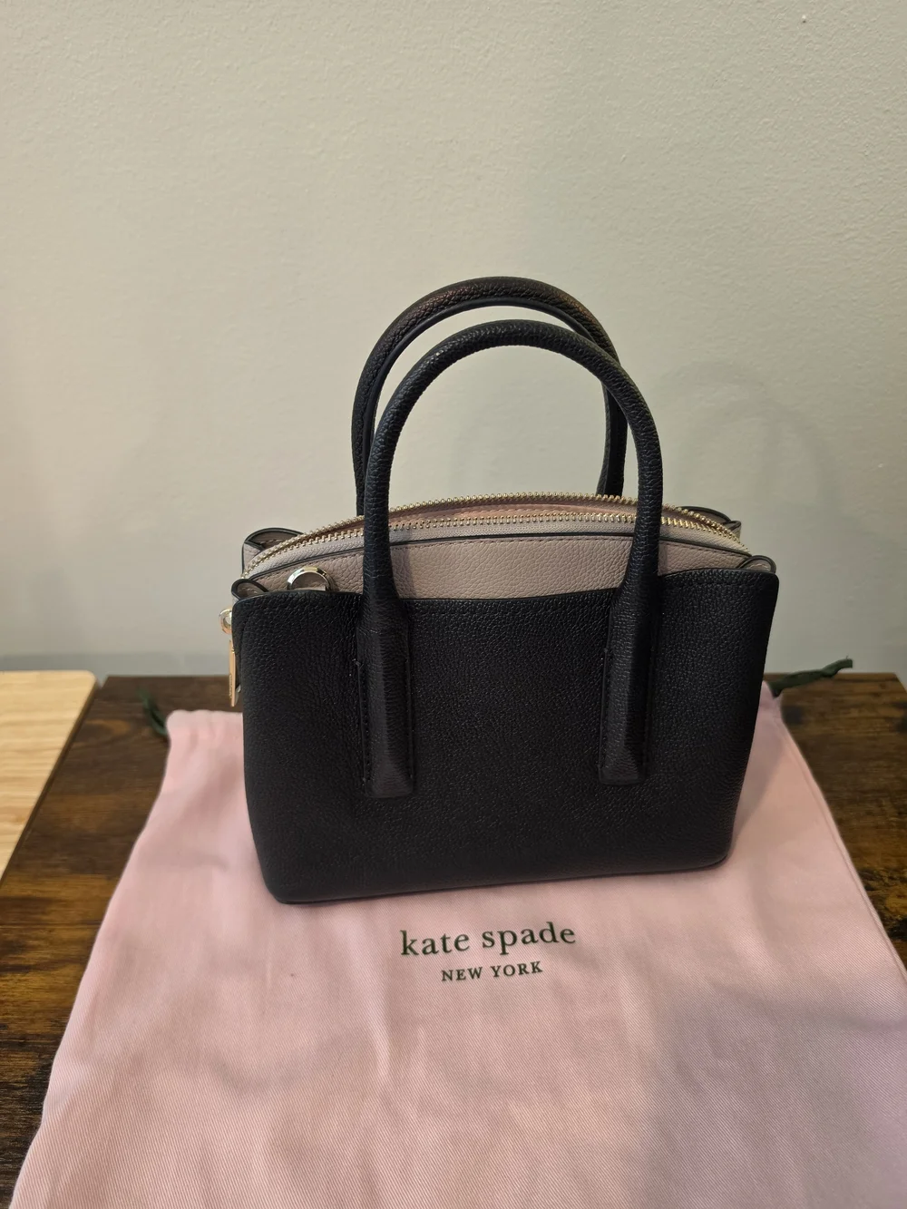 Kate Spade Mini Black Leather Satchel With Crossbody Strap